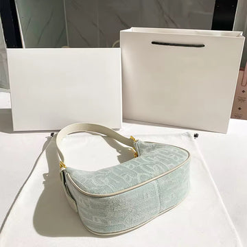 Elegant Light Green Shoulder Bag with Gold Hardware